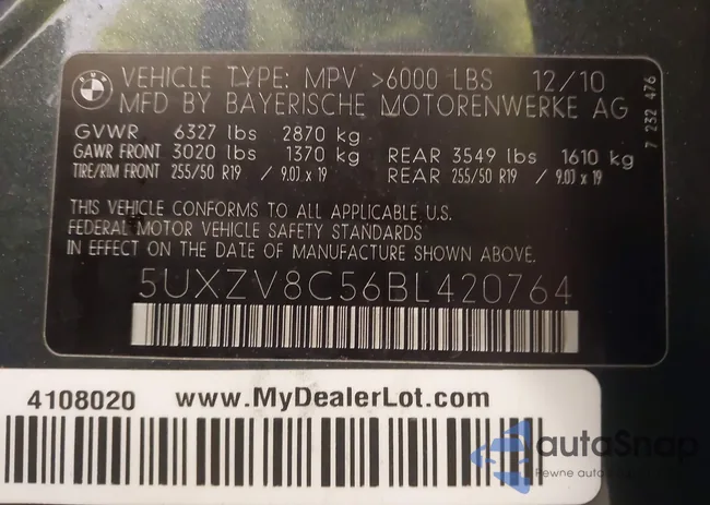 5UXZV8C56BL420764: 41945601