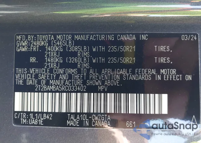 2T2BAMBA5RC033402: 41947126