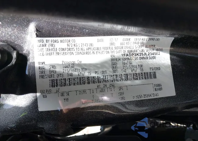 1FADP3K26JL234582: 41948194