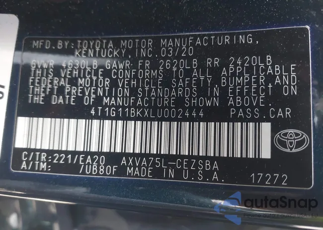 4T1G11BKXLU002444: 41948501