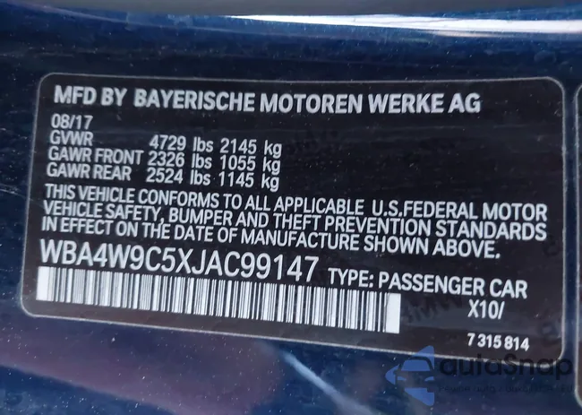 WBA4W9C5XJAC99147: 41947601