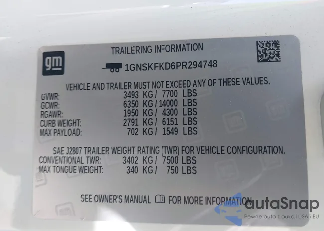 1GNSKFKD6PR294748: 41947920