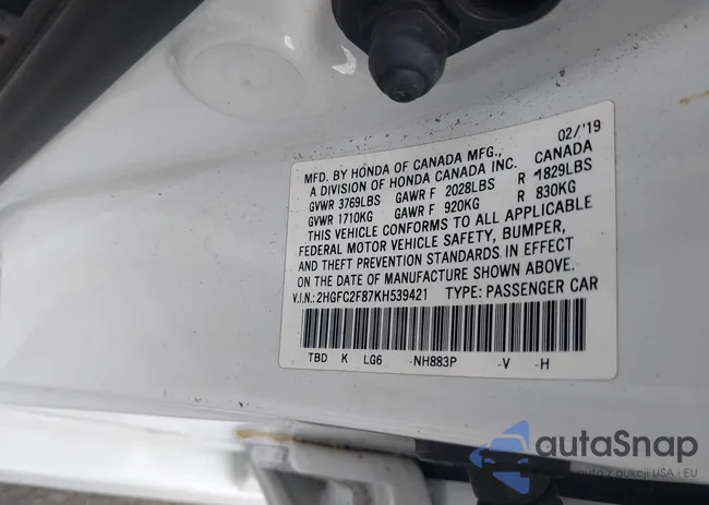 2HGFC2F87KH539421: 41949333