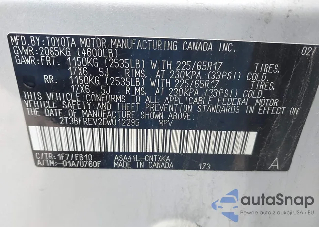 2T3BFREV2DW012295: 41948709