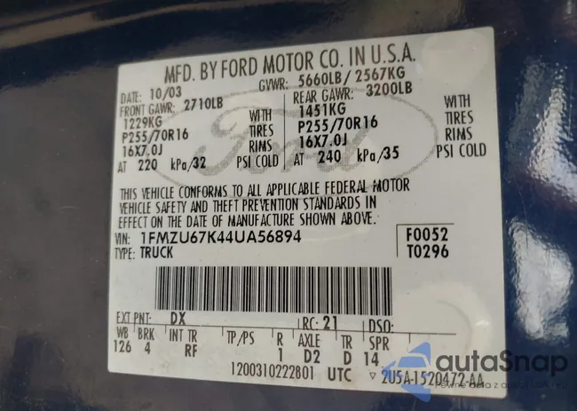 1FMZU67K44UA56894: 41950501