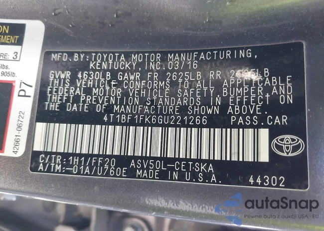 4T1BF1FK6GU221266: 41949723