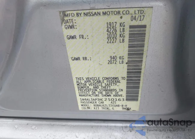 1N4AL3AP3HC250163: 41949986