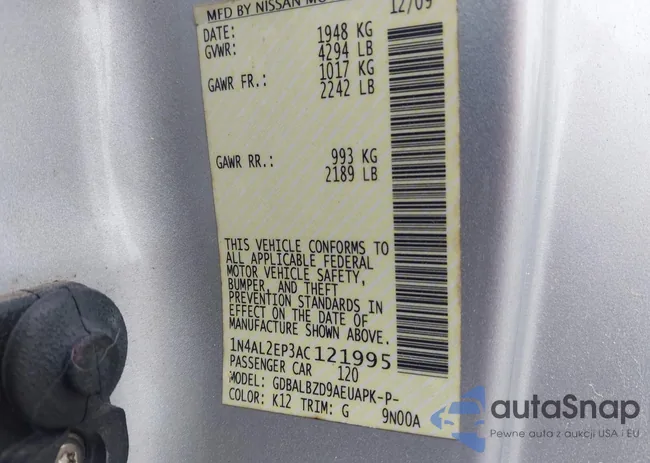 1N4AL2EP3AC121995: 41951209