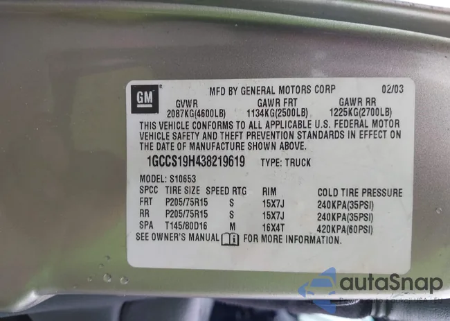 1GCCS19H438219619: 41951828