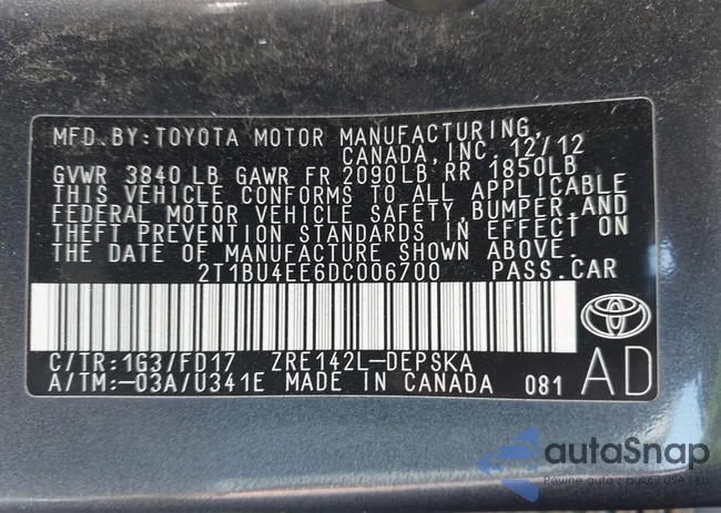 2T1BU4EE6DC006700: 41953469