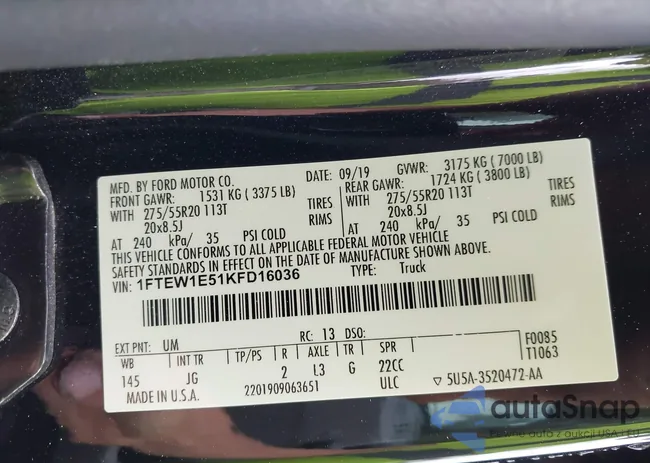 1FTEW1E51KFD16036: 41953929