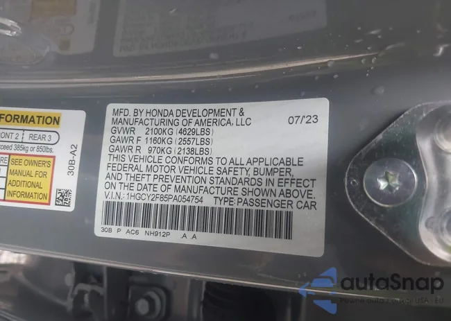 1HGCY2F85PA054754: 41955437