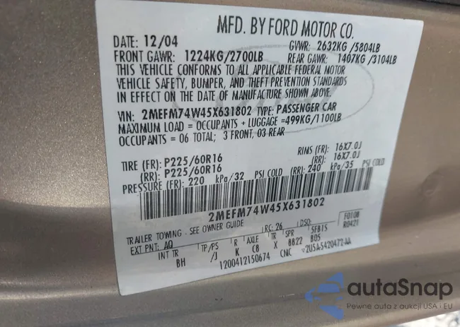 2MEFM74W45X631802: 41955530