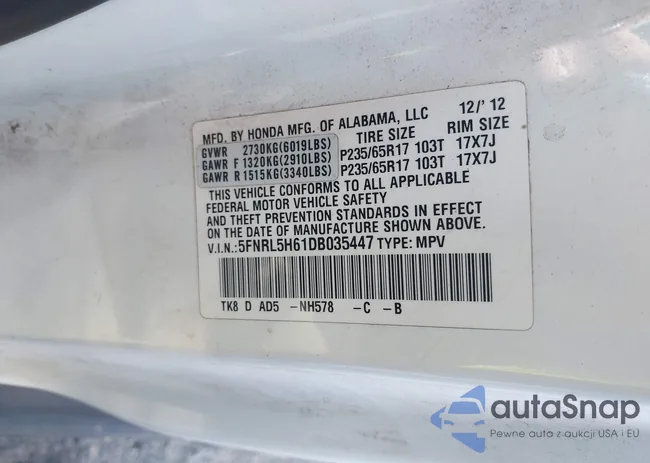 5FNRL5H61DB035447: 41956137