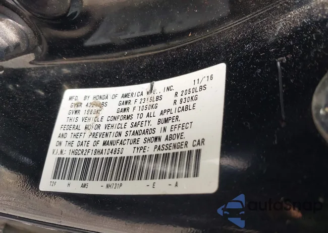 1HGCR2F19HA104850: 41955846