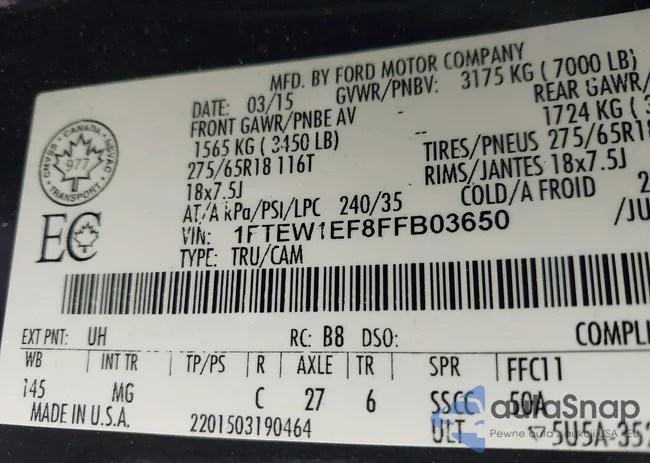 1FTEW1EF8FFB03650: 41957492