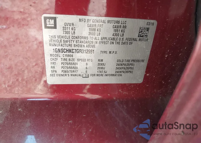 1GNSCHKC7GR312951: 41956627