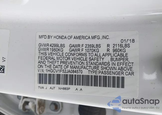 1HGCV1F52JA084570: 41956686