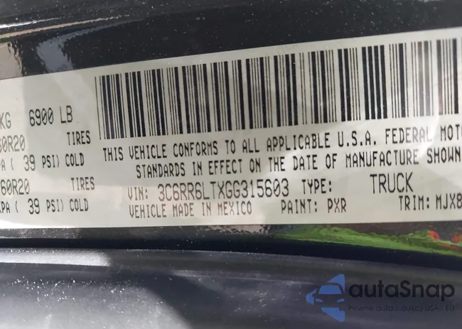 3C6RR6LTXGG315603: 41957991