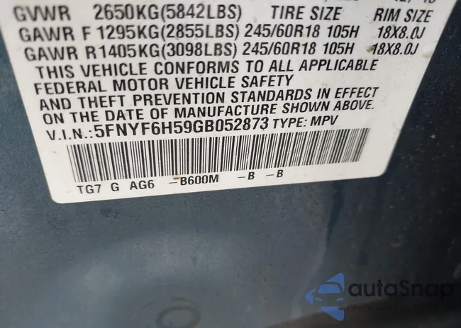 5FNYF6H59GB052873: 41958090