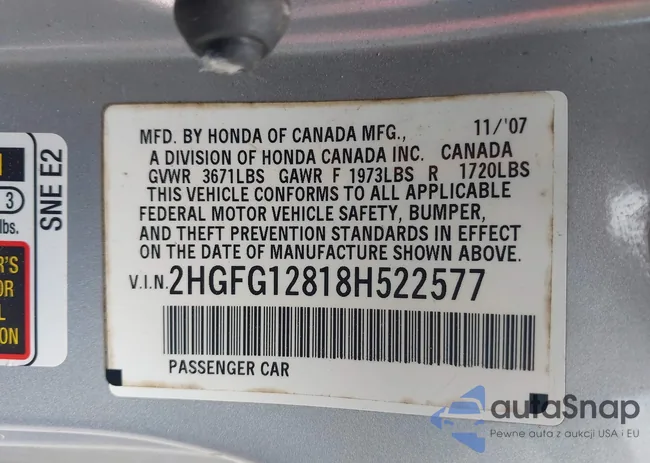 2HGFG12818H522577: 41958393