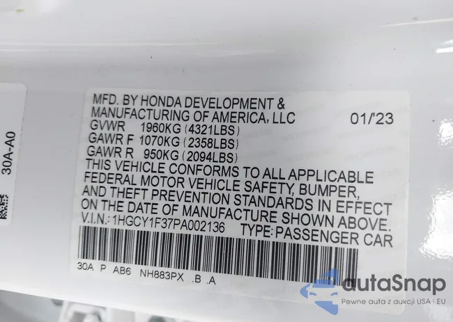 1HGCY1F37PA002136: 41959183