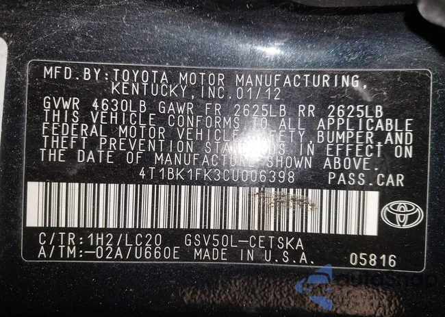 4T1BK1FK3CU006398: 41958623