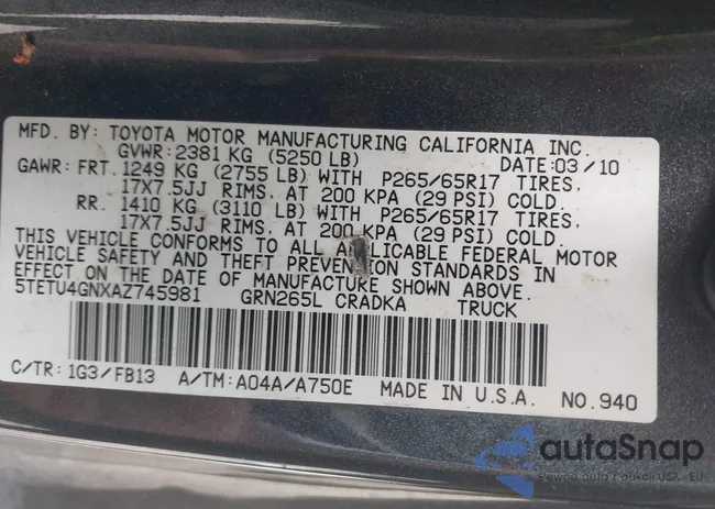 5TETU4GNXAZ745981: 41958629