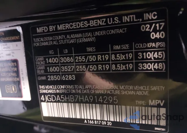 4JGDA5HB7HA914295: 41958700