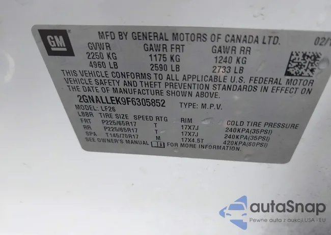 2GNALLEK9F6305852: 41958941