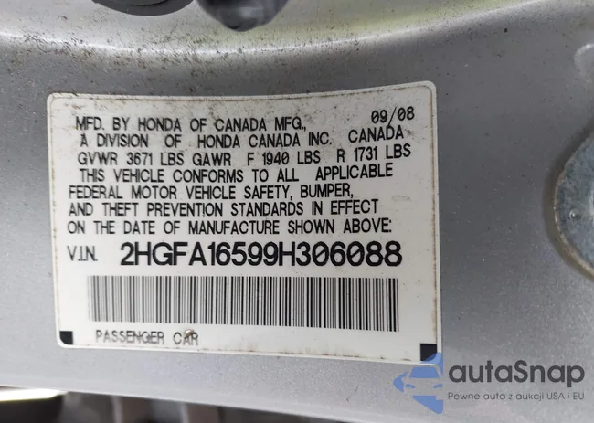 2HGFA16599H306088: 41959811