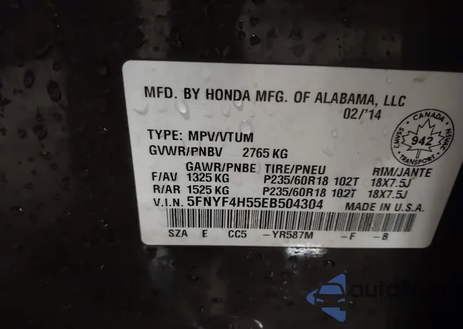 5FNYF4H55EB504304: 41961174