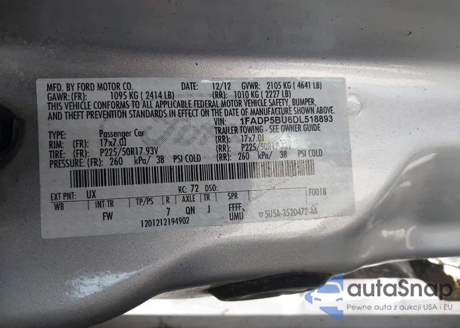 1FADP5BU6DL518893: 41962282