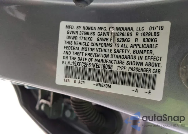 19XFC2F61KE018008: 41962421