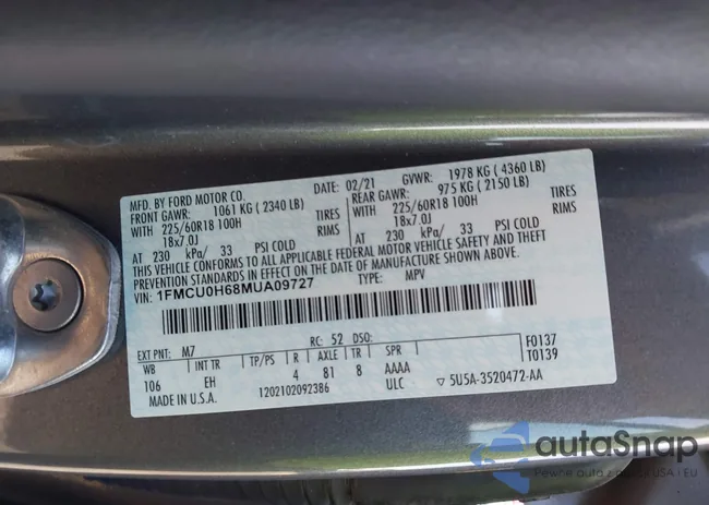 1FMCU0H68MUA09727: 41961676