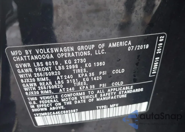 1V2MR2CA4KC592087: 41961829