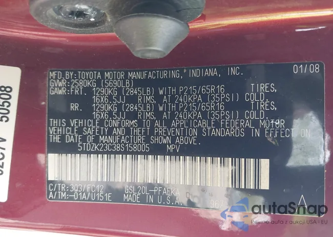 5TDZK23C38S158005: 41961834