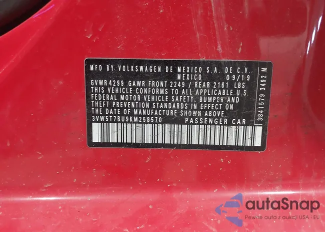 3VW5T7BU9KM258570: 41963004