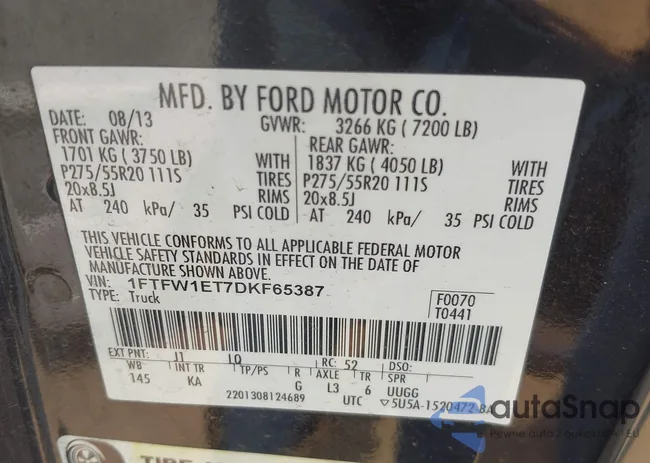 1FTFW1ET7DKF65387: 41963182