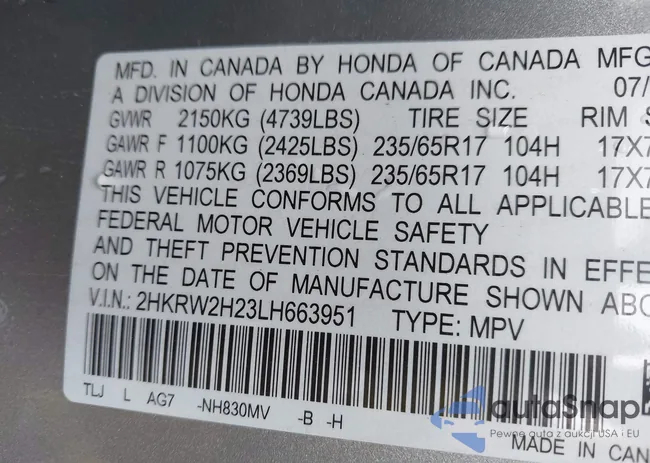 2HKRW2H23LH663951: 41962953