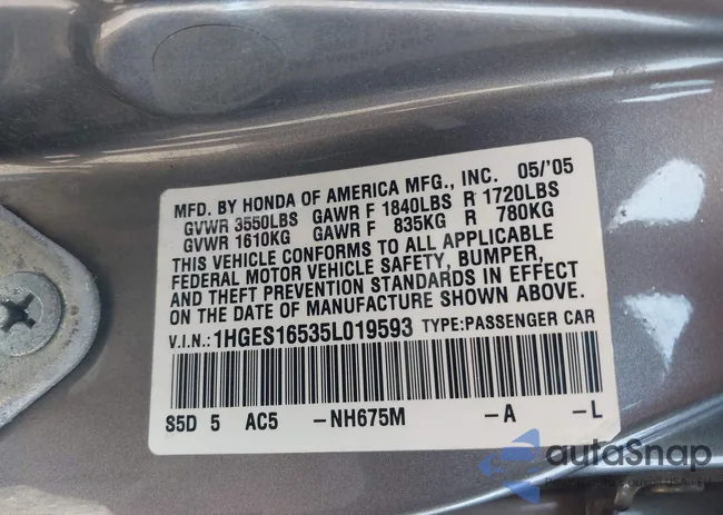 1HGES16535L019593: 41964095