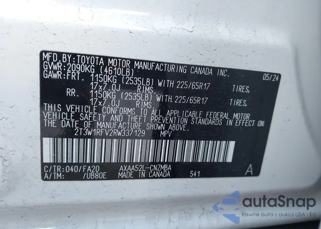 2T3W1RFV2RW337129: 41963914