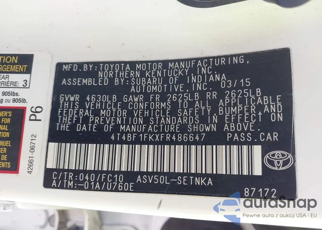 4T4BF1FKXFR486647: 41965014