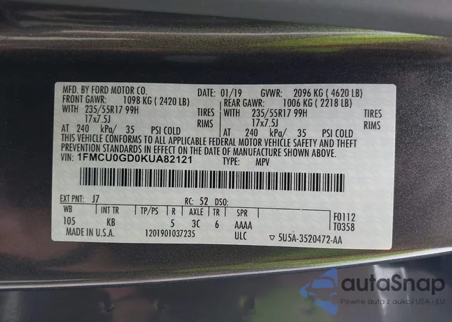 1FMCU0GD0KUA82121: 41965278