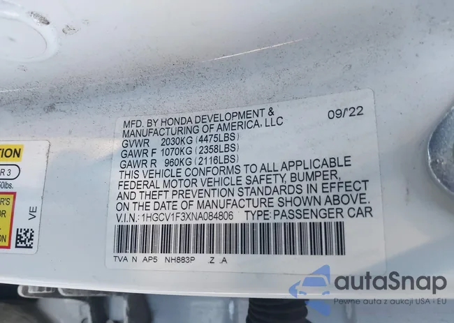 1HGCV1F3XNA084806: 41965326