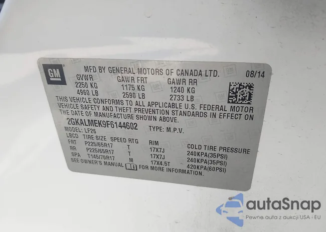 2GKALMEK9F6144602: 41964647