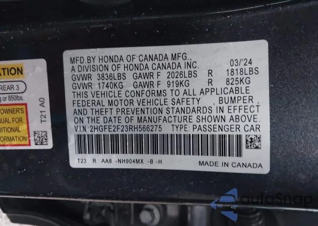 2HGFE2F23RH566275: 41966360