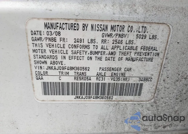 JNKAJ09F48M360562: 41965633