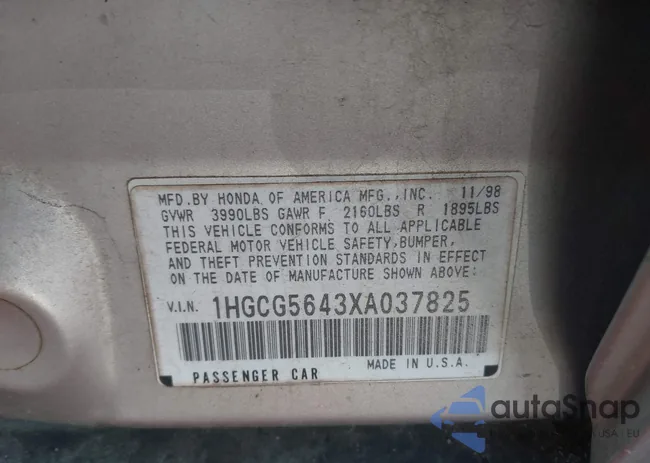 1HGCG5643XA037825: 41965768