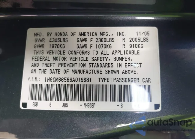 1HGCM66566A019681: 41965893